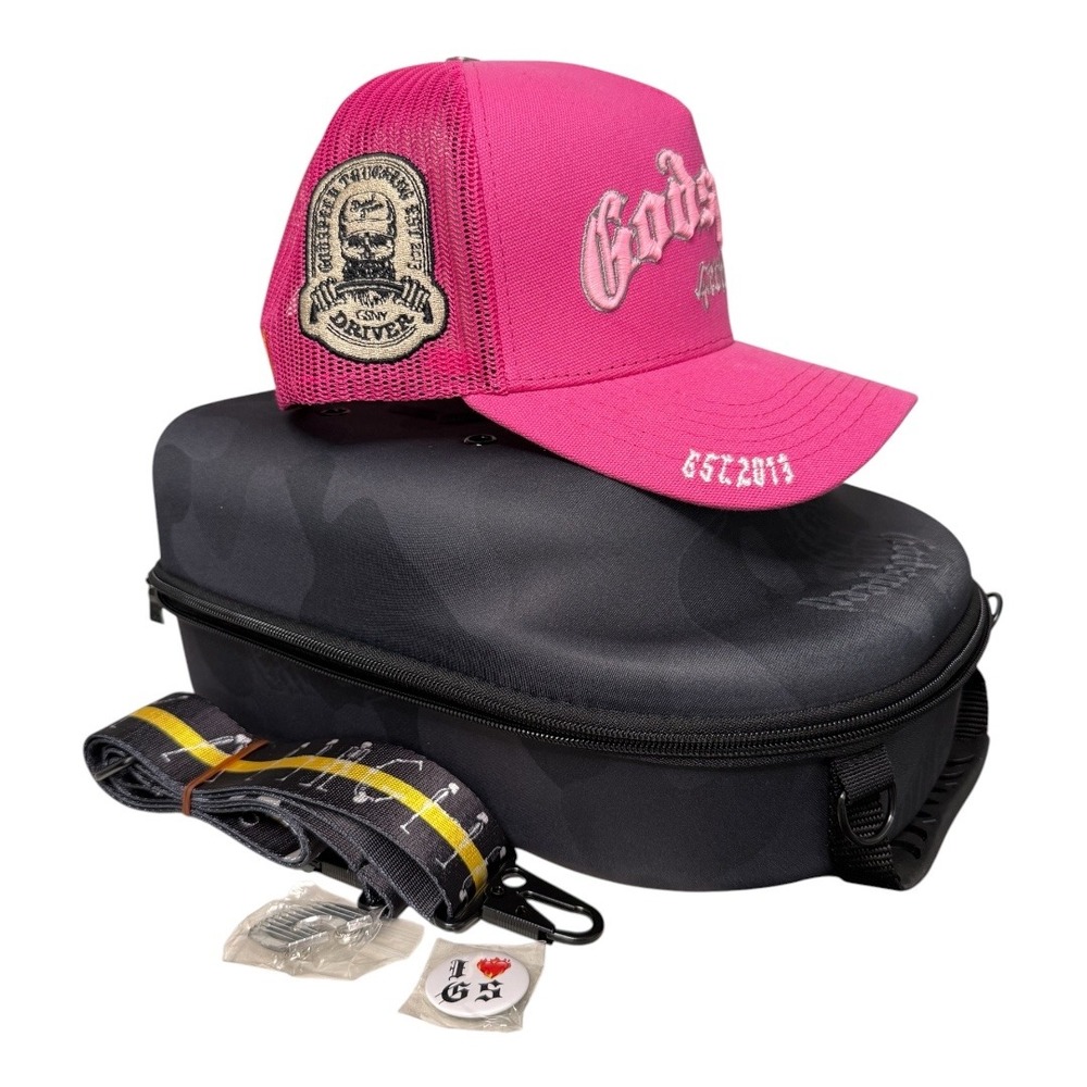 Godspeed Trucker Hat Unisex Pink Godspeed 4ever Mesh Cap Hard Case Strap & Pins